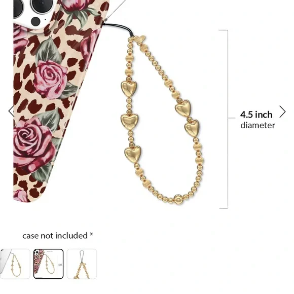 Velvet Caviar Gold Metallic Heart Phone Charm - Picture 2 of 11